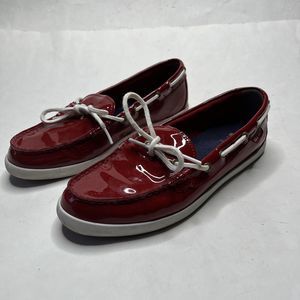 Cole Haan Shoes Womens 8.5 B Nantucket Boat Slip On W05748 Red Patent Leather